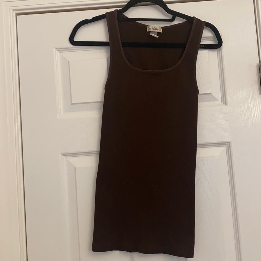 Brown long so Nikki tank top- one size